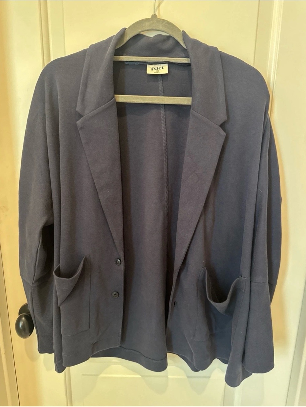 Blue Women’s XL Pact 100% Cotton Long Sleeve Sweater with Pockets and Buttons